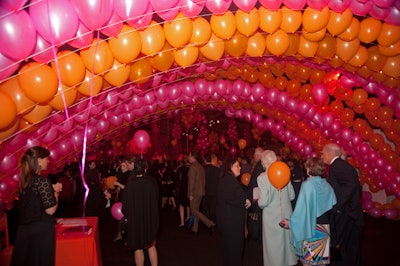 A massive archway of balloons loomed over guests as they entered the party. I'm not typically a fan of balloons unless the planners go all out. These helium-filled beauties get an A.