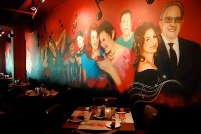 Painter Richard Molina created the caricatures of employees of the venue's Netherlands outpost, the owners, and famous Miami residents like Gloria and Emilio Estefan.