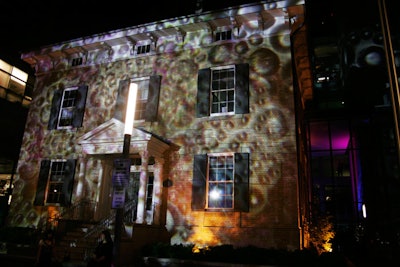 Westbury National Show Systems projected images onto the exterior of the building from a booth on the opposite side of Jarvis Street.