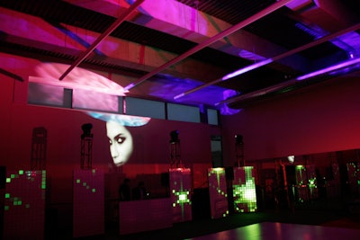 One of the second-floor studios was converted into a dance club with bright lighting and a multicoloured DJ booth.