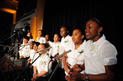 The Self-Esteem Academy Singers, who received a grant from the Jays Care Foundation for their after-school arts and education program, entertained the crowd prior to dinner.