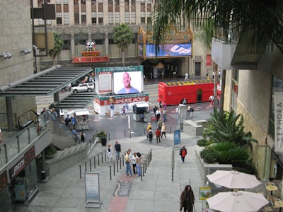The Los Angeles version of the installation was planted at the entrance to the popular Hollywood and Highland Center to grab the attention of shoppers.
