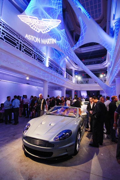 Everlast Productions projected tech-inspired graphics and Aston Martin's logo onto the interior walls of the Moore Building.