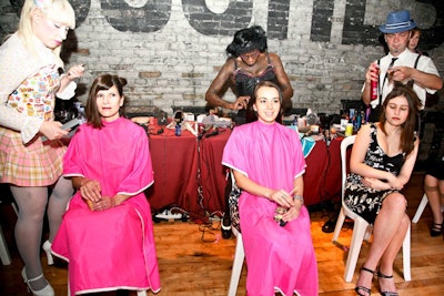 Stylists from Coupe Bizzarre Hairdressing created a pop-up salon for guests.