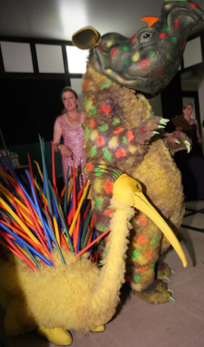 Characters from operas posed for photos with guests.