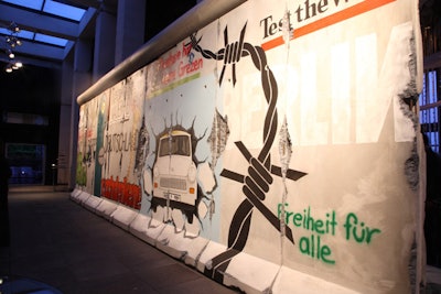 A replica of the Berlin Wall served as a focal point.