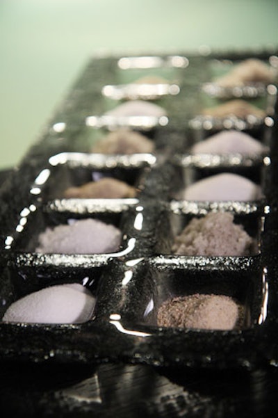 Different types of salt accompanied the hard-cooked eggs, served late in the evening.