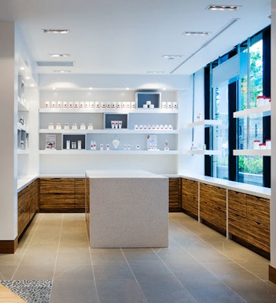 The spa shop, which can be used to showcase products during an event, carries a selection of natural bath oils, organic soaps, and beauty lines like Éminence, Cellcosmet, and Guinot.