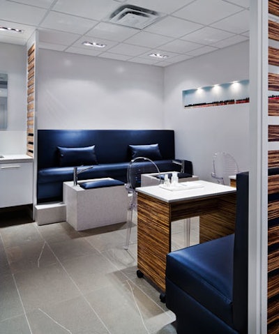 The spa has four stations for manicures and pedicures.