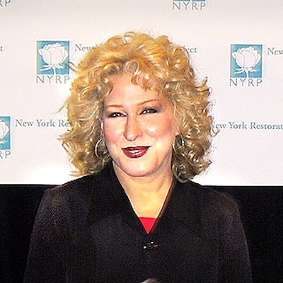 Bette Midler gave an irreverent, bawdy performance at a benefit for the New York Restoration Project at the Marriott Marquis.