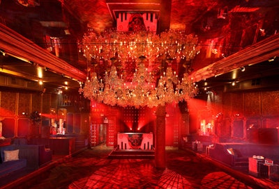 Producers worked the club's giant crystal chandelier and mirrored ceiling into the event's futuristic decor.
