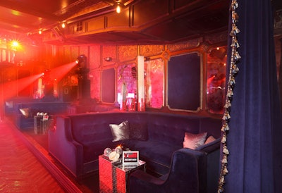 To give guests and the artists more seating in the club, Caravents brought in booths and banquets to line the walls of the venue.