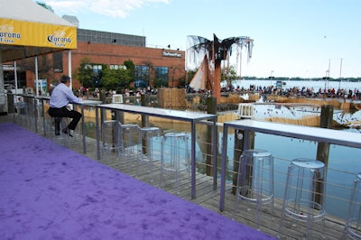 Telus guests could sit at stools positioned along the railing overlooking the Cirque du Soleil set in the pond at Harbourfront Centre.