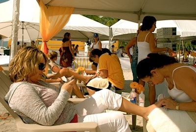 Three local nail technicians offered pedicures in the Birkenstock tent.