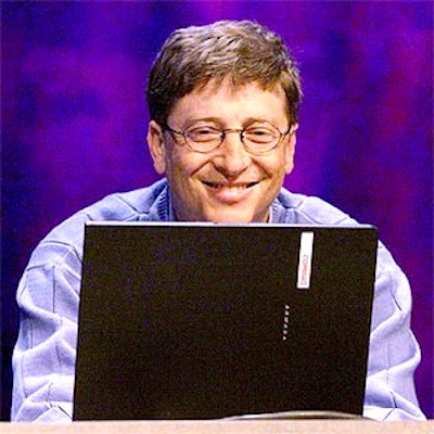 Microsoft chief Bill Gates blitzed New York to launch the software behemoth's new Windows XP operating system.
