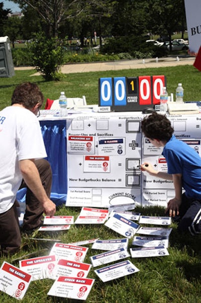 Players gathered for three-minute 'budget sessions' to simulate managing assets.