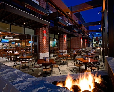 The patio is separated from the main restaurant by glass doors that can be opened to provide seating for an additional 100.