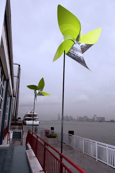 The giant pinwheels on the terrace caught the wind and the sunshine.