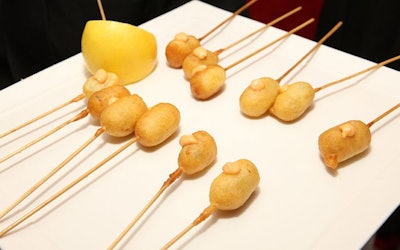 Passed food from Food for Thought at Target's Bullseye Bazaar pop-up in Chicago in May included mini corn dogs and chicken nachos.