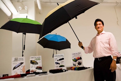 The weather-weary New York crowd seemed particularly interested in the booth from umbrella maker Davek Accessories.