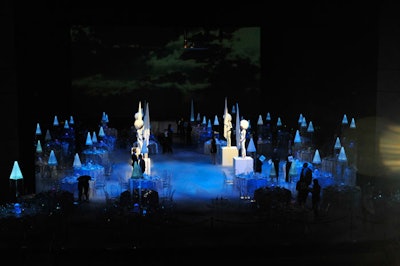 Event organizers created a cloud effect on the stage.