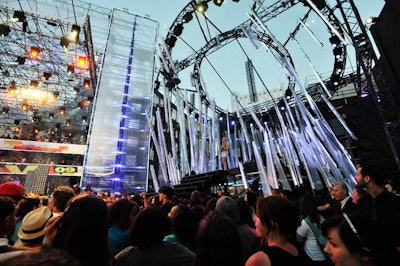 Set designer Spike used dozens of Versa tubes to create a performance space dubbed the Medusa stage.