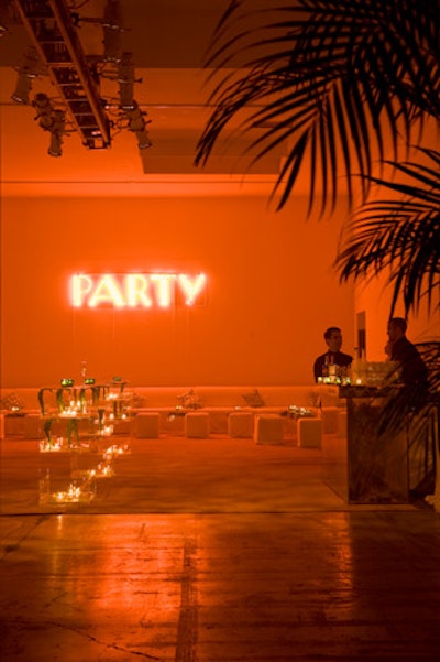 Inspired by artists who work with neon, Van Wyck & Van Wyck created a 10-foot-long neon sign that read 'Party,' and flashed 'Art' and 'Party.'