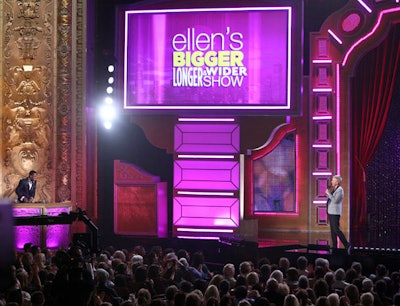 Ellen DeGeneres and Nick Cannon shared the stage during 'Ellen's Bigger, Longer & Wider Show.'