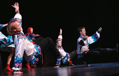 New York-based Russian music and dance ensemble Barynya performs Russian, Cossack, Ukrainian, and Russian Gypsy dances and music on instruments including the garmoshka, a Russian folk button accordion, and the lute-like domra. Full 90-minute shows start at $7,500, but a trio or duo of performers can cost less than $1,000; the company can travel worldwide.