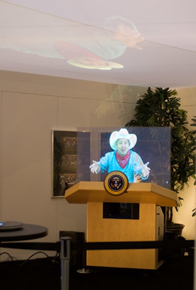 Musion showed off its new Eyeline 3-D hologram presentation system.
