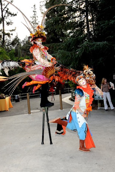 A stilt walker entertained the crowd.