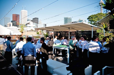 The firm invited 100 clients to a Miami-themed cocktail party on the rooftop patio at Ultra.