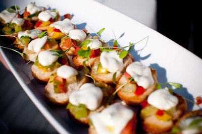 Ultra provided a selection of hors d'oeuvres, including tomatillo bruschetta with white beans and queso fresco.