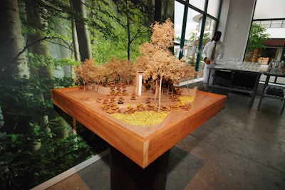 A wood model of the park's pavilion sat near the bar at the front of the building.