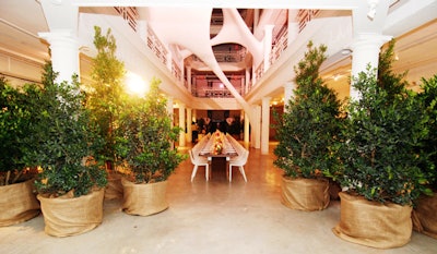 Action Sod provided trees throughout the first floor, creating a garden atmosphere inside the building.
