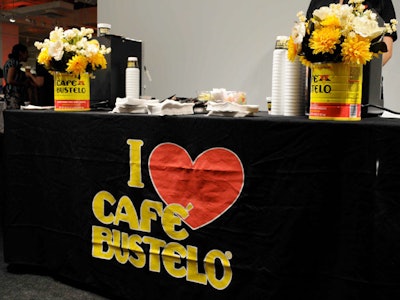 Café Bustelo set up a branded bar and served espresso shots.