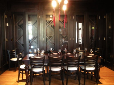 The semiprivate wine cellar can host groups of 15 for dinner.