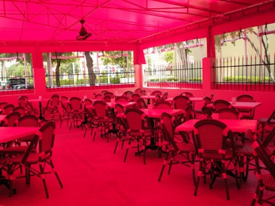 The outdoor pavilion can accommodate as many as 200 people for private receptions, or be used in conjunction with the restaurant space for larger parties of 400.