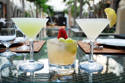 Ty Ku's specialty cocktails included pears and lemon juice in the Rising Sun, grapes and apples in the Sake Sangria, and pineapple and lemon in the Blue Lagoon.