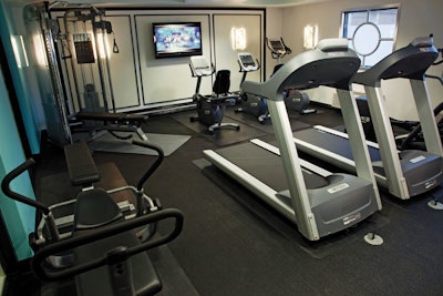 The redone property includes a fitness center.