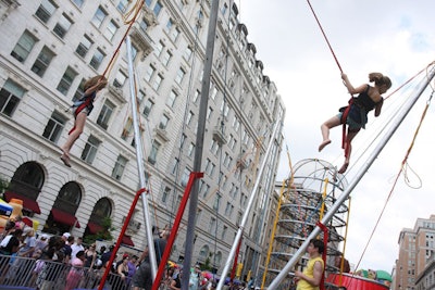 Entertainment company Jump Works erected a harness trampoline jump for guests.