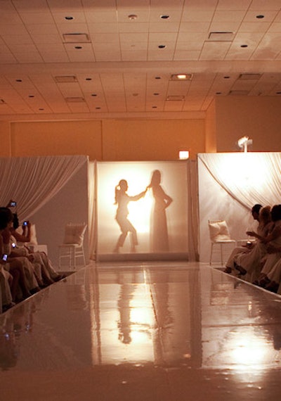 Shadow boxes stood at the end of the runway in the Ivy Room.