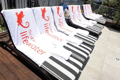 SoBe Lifewater logo towels covered lounge chairs.