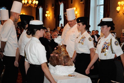 The ceremonial parading of the beef was accompanied by much fanfare.