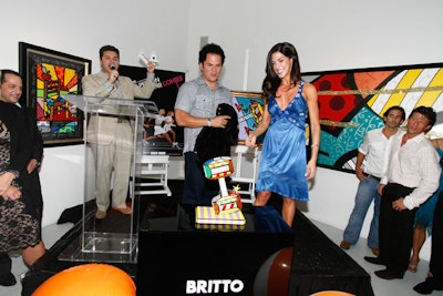 Montenegro and artist Romero Britto unveiled the trophy Britto created for the contest's winners.