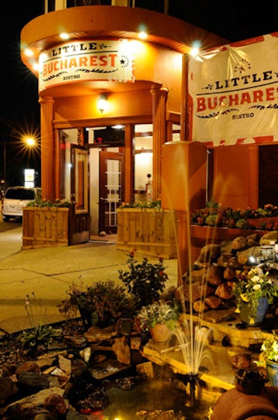 With a burnt-orange exterior, the Little Bucharest building anchors the corner of Elston and Spaulding Avenues.