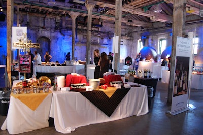 Food and wine stations filled the Fermenting Cellar.