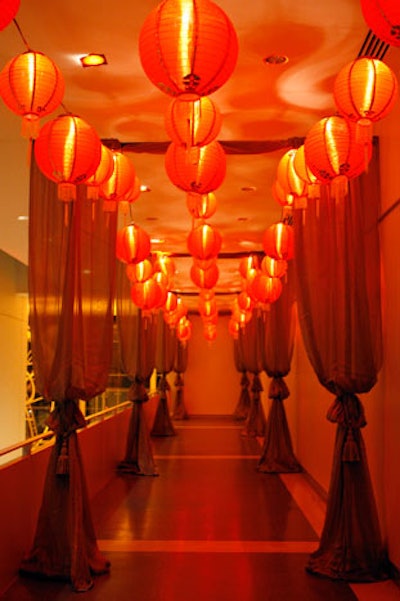 Sheer drapes and lanterns—mimicking a pivotal scene from the movie—decorated the entryway at the museum's Powerhouse venue.