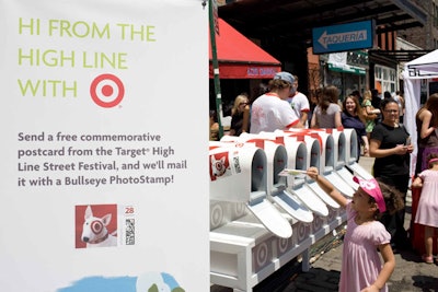 Target offered a complimentary 'Hi from the High Line!' postcard photo booth—and stamps and mailboxes to post the souvenirs.