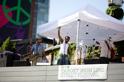 Some performers played from a stage perched on a Gansevoort Street rooftop.